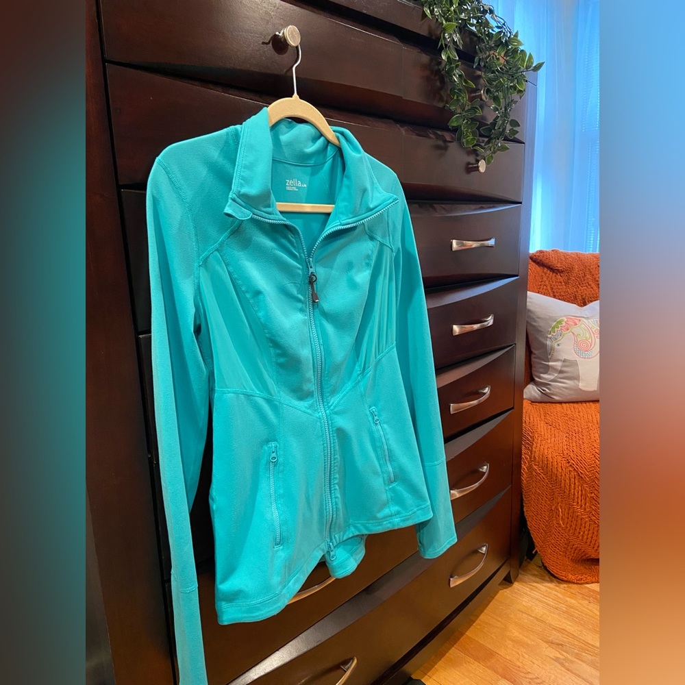 Turquoise Zip Up Athletic Wear Zella